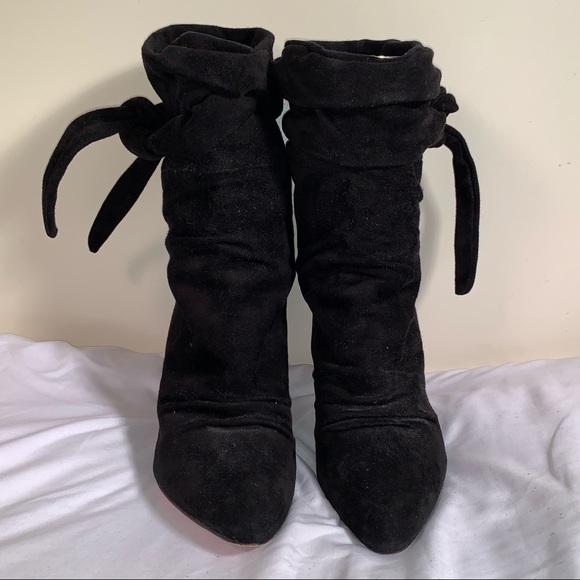Betsey Johnson Willa Black Suede Heeled Boots | Size 7 | 4” Heel - Picture 2 of 4